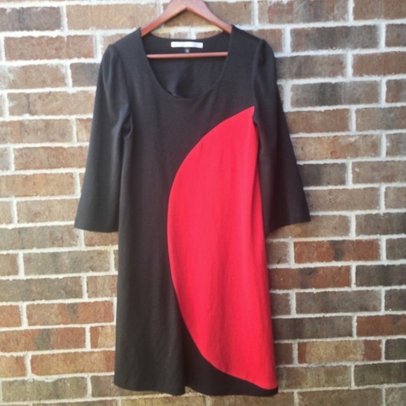 Diane Von Furstenberg Black and Red Long Sleeve Dress - Picture 3 of 10